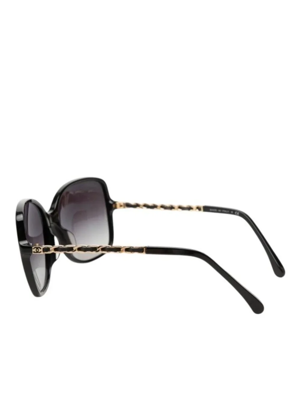Chanel CC Logo Sunglasses Eyewear Black Gold Acetate Plating